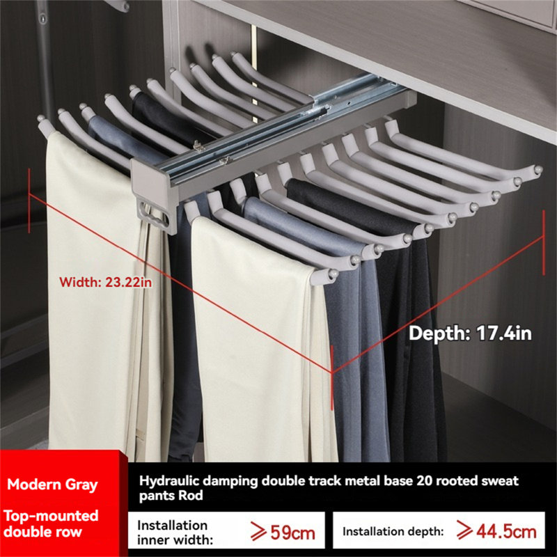 Maxhold Dual-Row Pull-Out Pants Rack, Grey