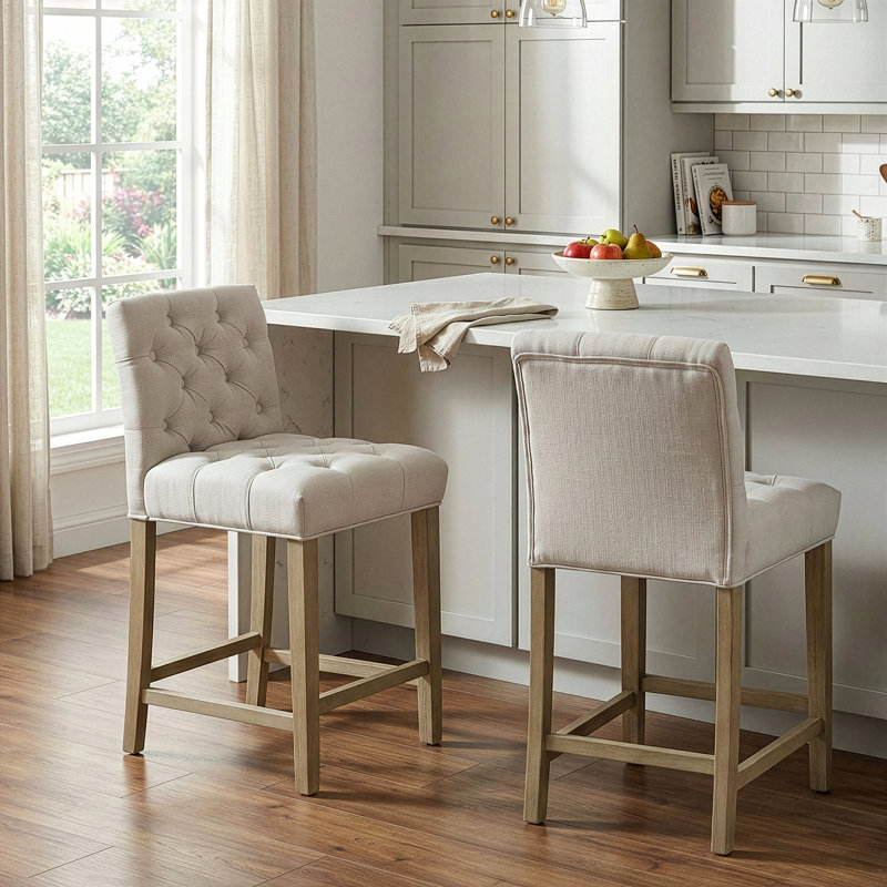 Tabouret de bar et de comptoir Allistance, Beige, Tabouret de comptoir (assise de 24 po de hauteur)