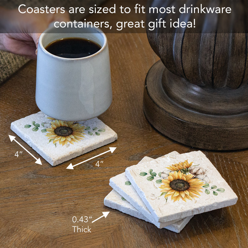 Stoneware Square 4 Piece Coaster Set