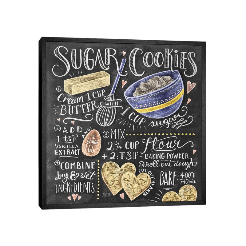Sugar Cookies Recipe - Print on Canvas, 66.04 cm H x 66.04 cm W, Black Framed