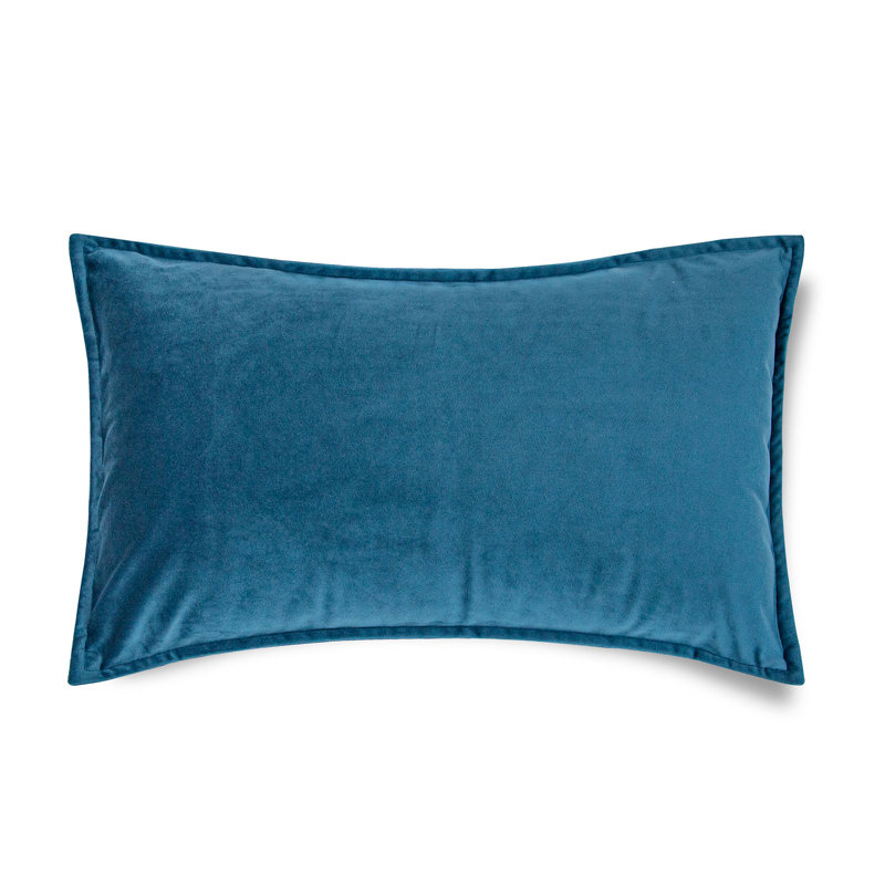 Housses de coussin rectangulaires en velours, Bleu paon, Rectangulaire H 12 po x l 22 po