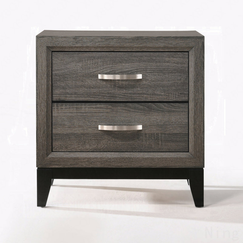 Table de chevet transitionnelle à finition grise 2 pièces