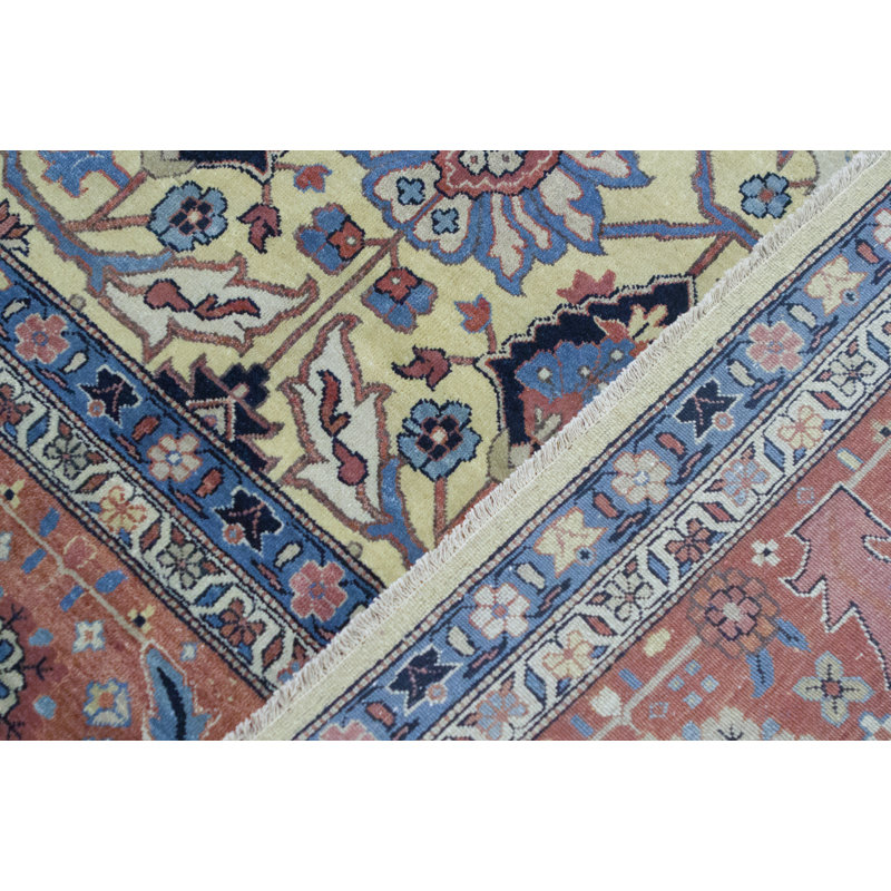 Tapis doré et rouille de haute qualité noué à la main