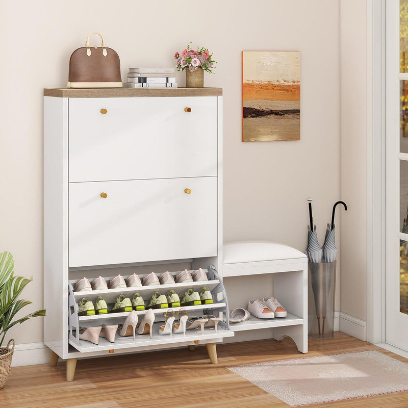 Kiflic Shoe with Bench for Entryway,Shoe Bench,Narrow Hidden