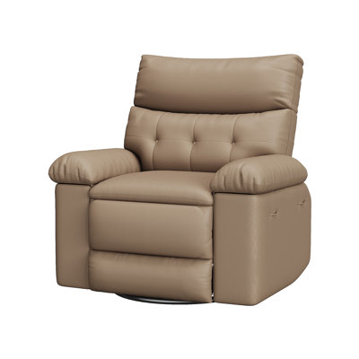 27'' Oversized Rocker Recliner Chair, PU Leather 360° Manual Rocker Swivel Recliner for Adults, Lazy Chair with 1.5X Sponge Comfort Arm and Back for Living Room, Bedroom