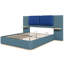 Grand lit plateforme tapissier avec panneau, cadre de lit plateforme avec coins arrondis doux anti-collision, stable et solide, aucun sommier tapissier requis, assemblage facile, bleu-81683362-81683363