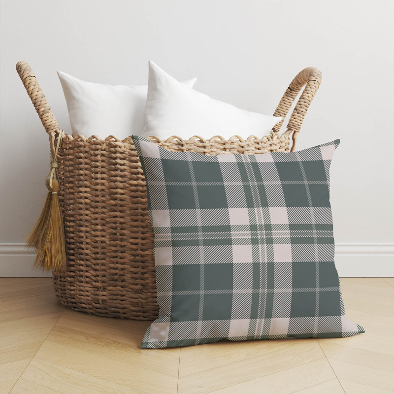 Coussin Tartan, Aqua / bleu, H 18 po x l 18 po