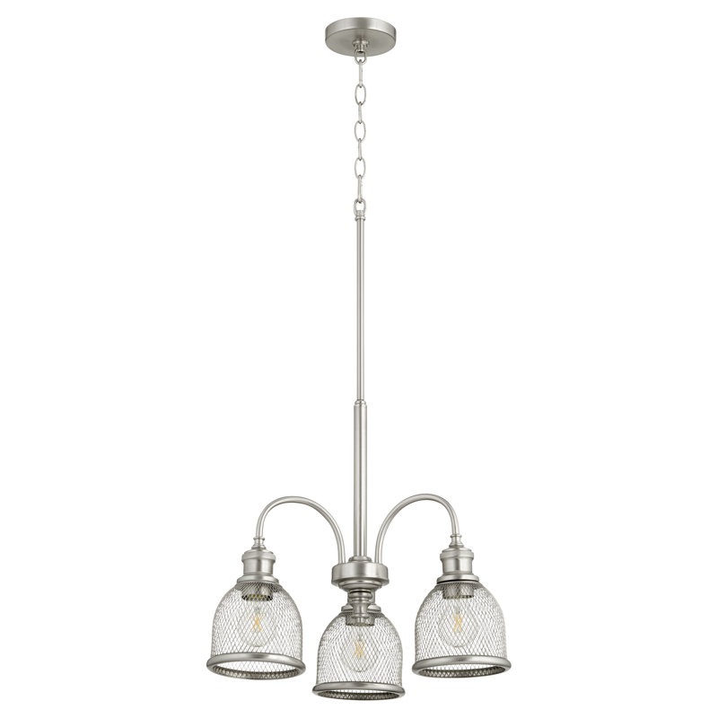 Lustre classique/traditionnel ombré 3 lumières Crowley, Nickel satiné