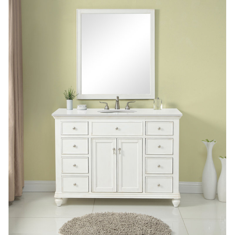 Otto 48'' Single Bathroom Vanity with Top, Antique White, Ivory White