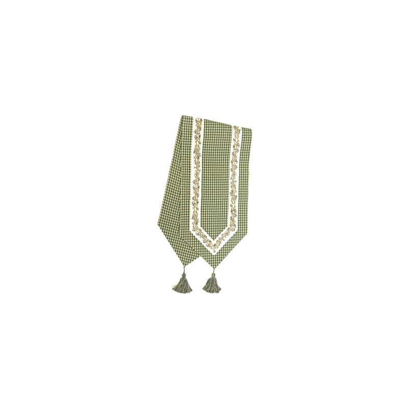 Chemin de table 100% coton Gingham, 72 po x 13 po, Vert