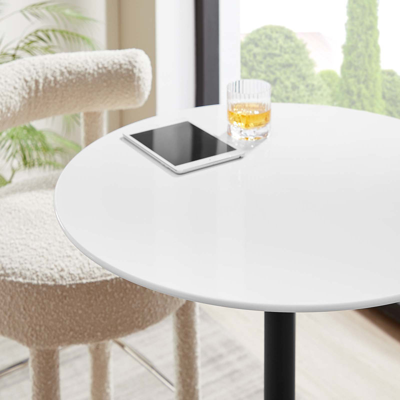 Lippa 28" Round Wood Bar Table, Black