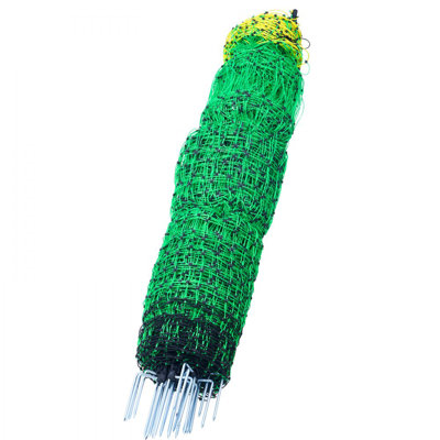 Electric Fence Netting, 50" H x 164' L, PE Net Fencing with Posts & Double-Spiked Stakes, Utility Portable Mesh for Goats, Sheep, Lambs, Deer, Hogs, Dogs, Used in Backyards, Farms, and Ranches