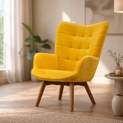 Fauteuil d'appoint capitonné en velours soyeux avec repose-pieds assorti, un mélange parfait de luxe et de confort pour n'importe quelle pièce.