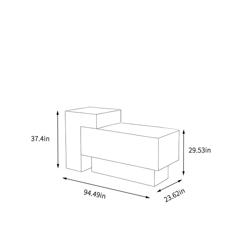 Merchandiser en bois manufacturé de 94,49 po Melotti, Crème / noyer, H 37,4 po x l 94,49 po x P 23,62 po