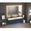 Miroir de salle de bain à DEL avec façade et rétroéclairage, miroir de meuble-lavabo mural avec cadre en aluminium, antibuée, mémoire, 3 couleurs, gradation continue-125119604-125119606