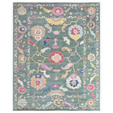 Hand Knotted Wool Southwestern Area Rug in Navy/Green/Light Yellow/Red