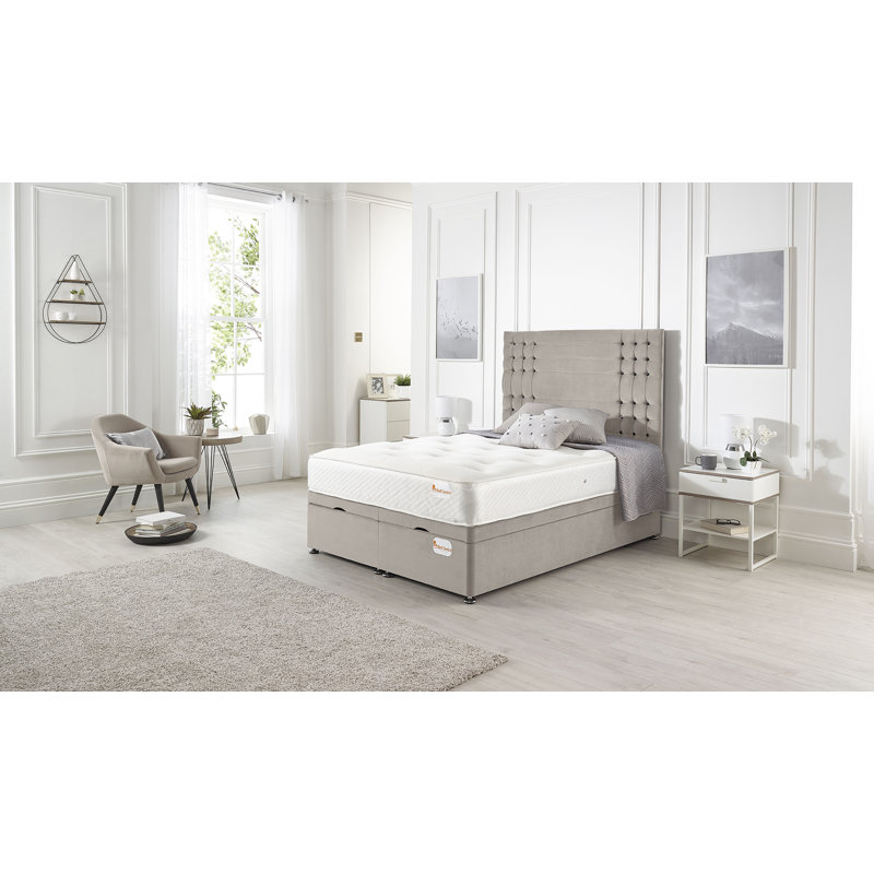 Luxara Solid Wood End Opening Ottoman Bed Frame Plush Velvet, Kingsize (5'), Charcoal