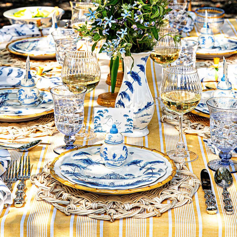 Provence Rattan Placemat, 15.25"W x 15.25"L, Whitewash/Natural