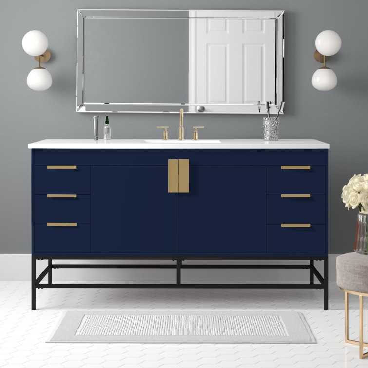 Eugene 60'' Single Bathroom Vanity with Engineered Marble Top