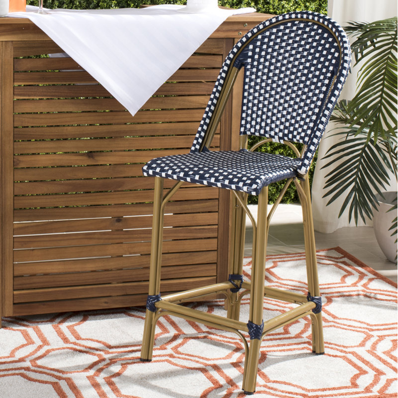 Tabouret de bar 26 po Yaretzi, Bleu marine/blanc