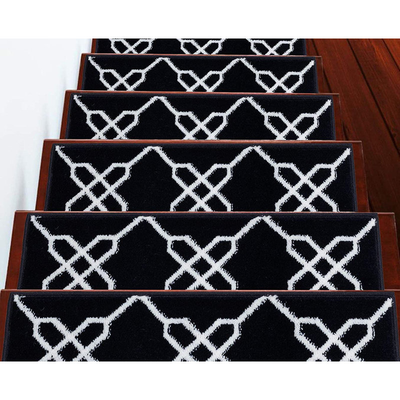 Tapis d'escalier intérieur 9 po x 28 po Teviston Cozy, Vibrant and Soft, Bleu marine