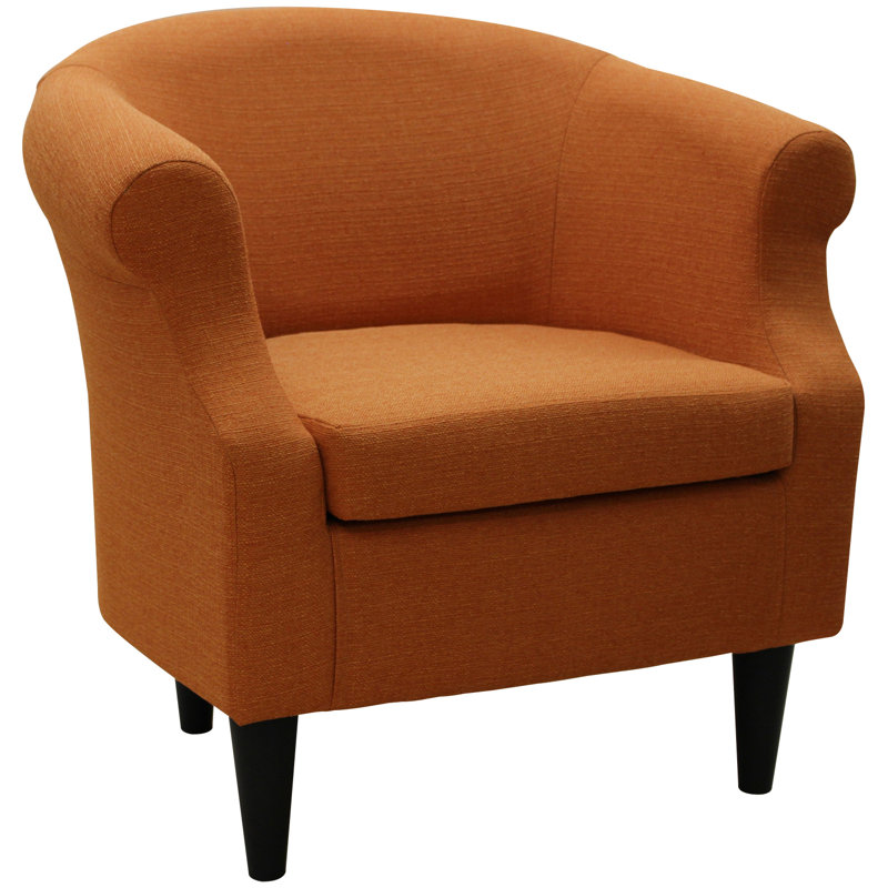 Fauteuil demi-tonneau en polyester Adea, Tissu natté safran Klein