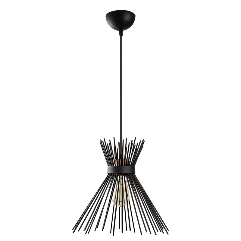 Lustre industriel moderne, structure en fer noir, 13,4 po de diamètre x 51,6 po de hauteur | Hauteur réglable avec capuchon de 35 po et câble de 90 po | Douille E27, 40 W maximum | Luminaire élégant pour la décoration de la maison et du bureau