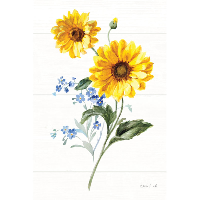 «Bees and Blooms Flowers V» par Danhui Nai - reproduction d'art sur toile tendue, H 18 po x l 12 po, Non, Toile tendue