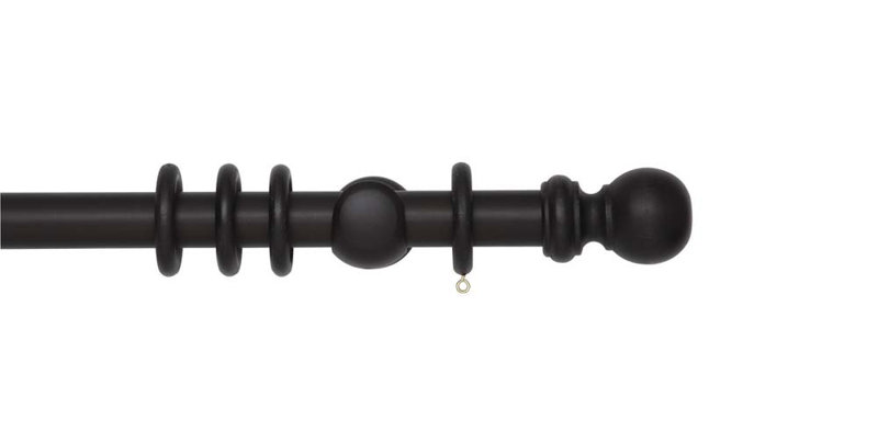 Curtain Pole and Hardware Set, Black, 3.5 cm L x 180 cm W
