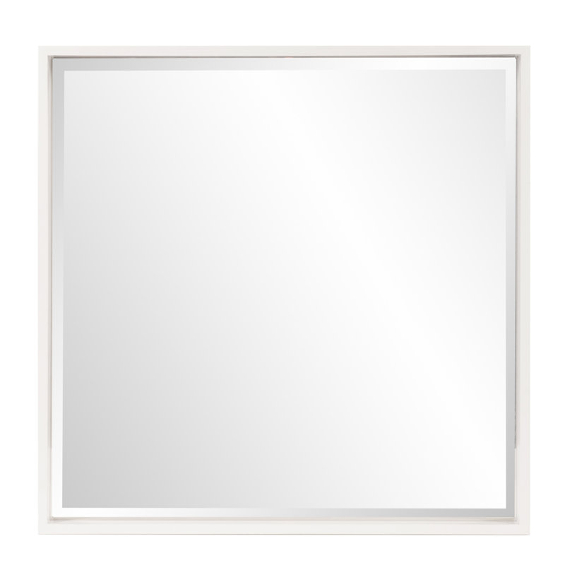 Ea Solid Wood Square Mirror, Bright Silver