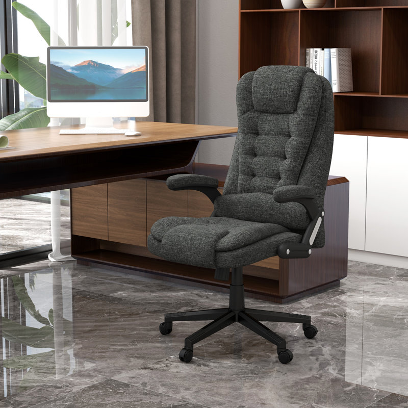 Polyester Blend Executive Chair with Headrest, Gray