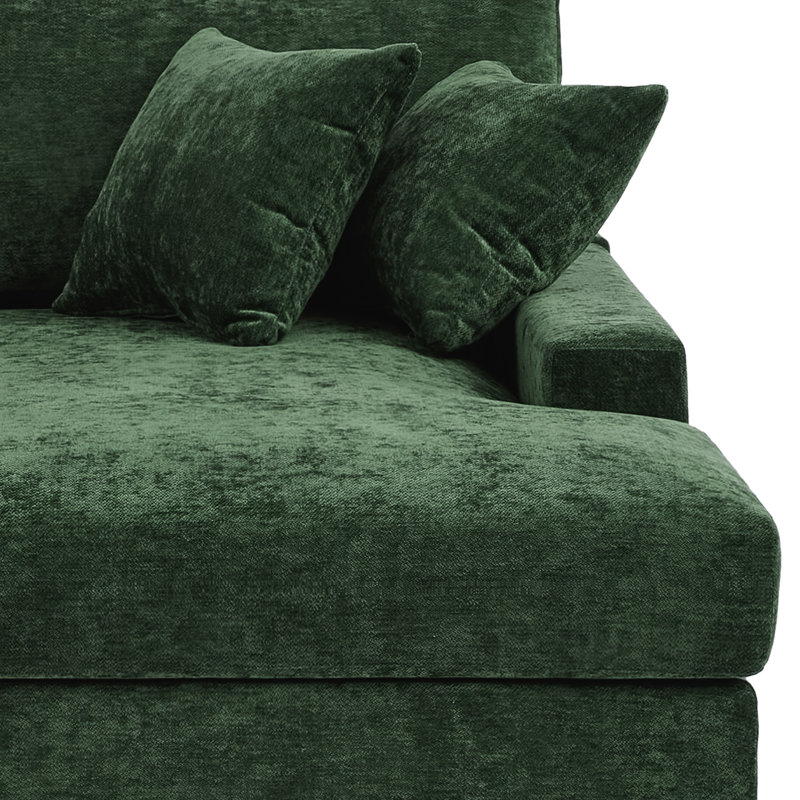Canapé-lit rembourré en chenille, Chenille verte
