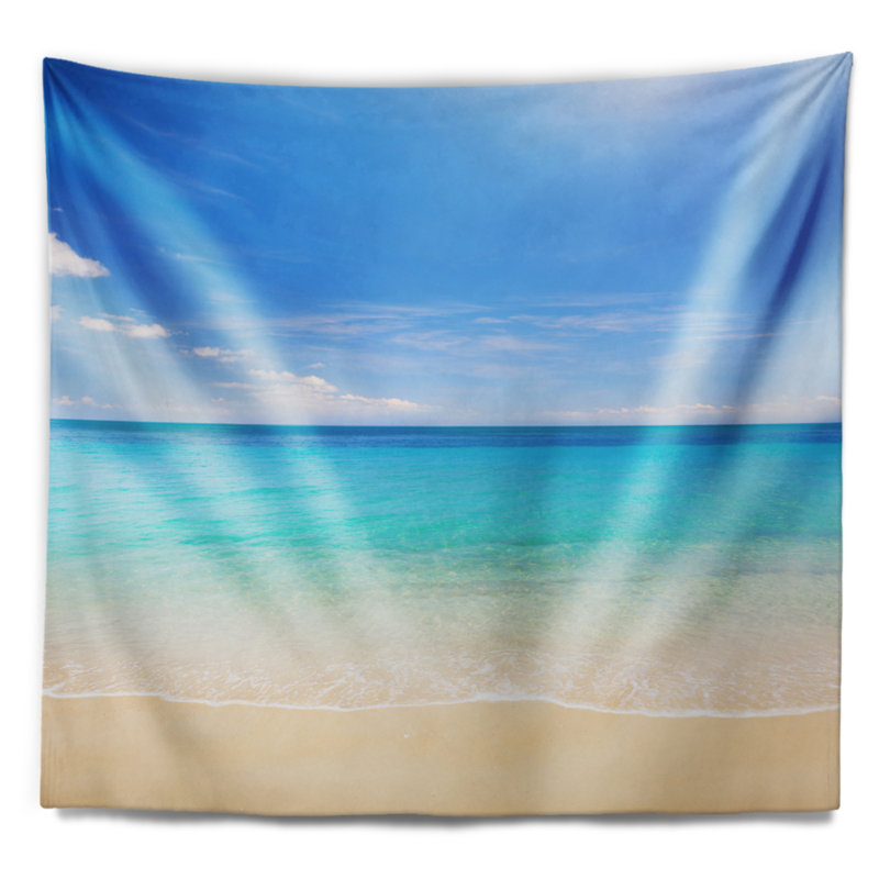 Tapisserie de plage tropicale bleu vif en shore de mer avec accessoires suspendus inclus, H 32 po x l 39 po