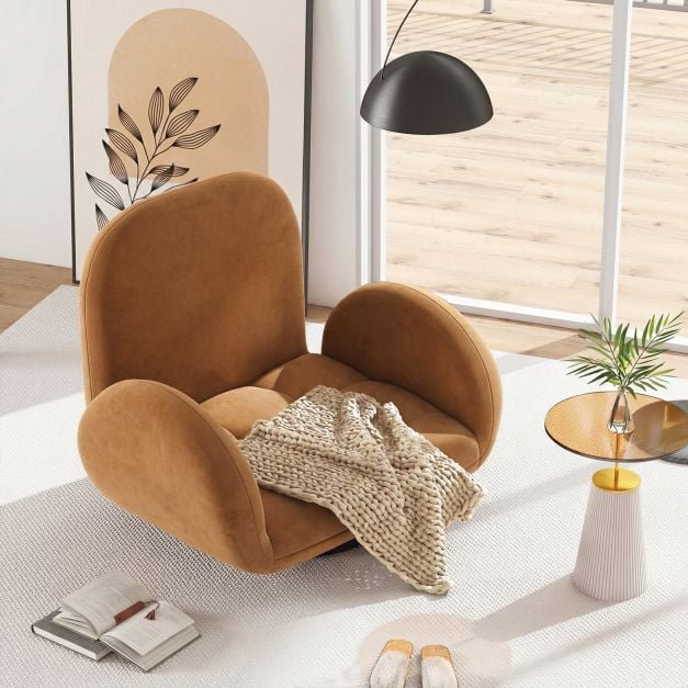 Upholstered Swivel Accent Chair, Brown