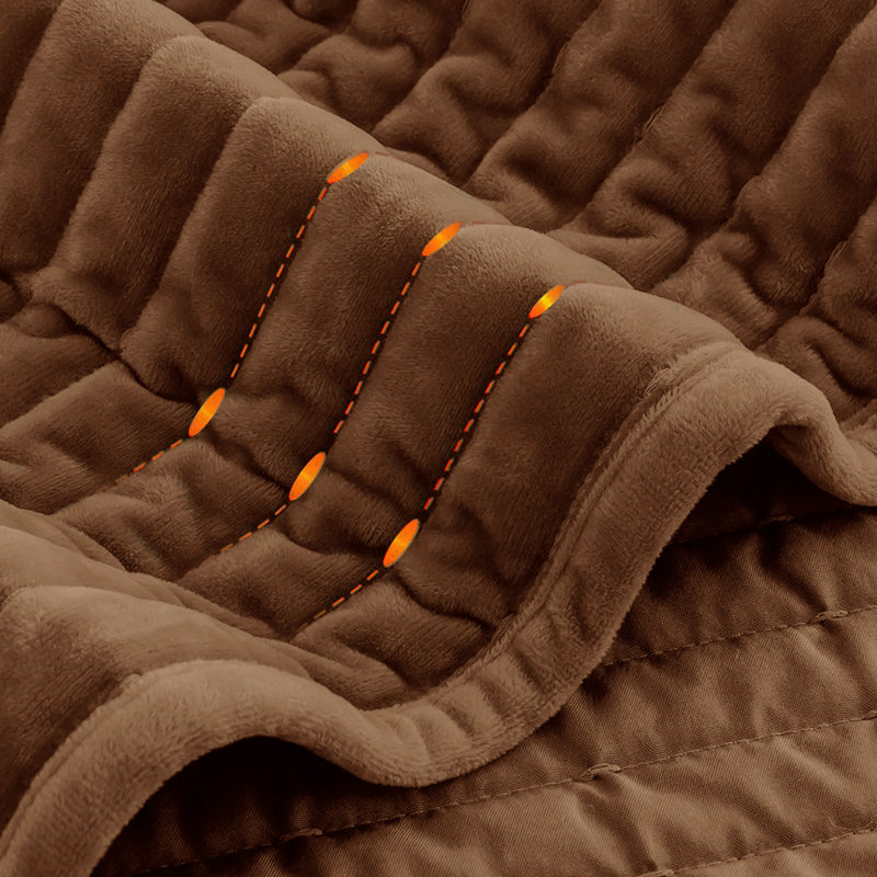 Cocoa Brown Velvet King Quilt Set with Striped Stitching