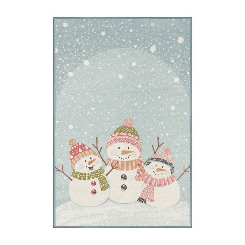 Soft Plush Etamin Christmas Modern & Contemporary Abstract Area Rug in Blue – SkyBlue Binding, 6x9