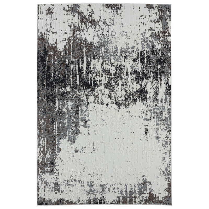Tapis gris / blanc Abeyta, Rectangle 6 pi x 9 pi