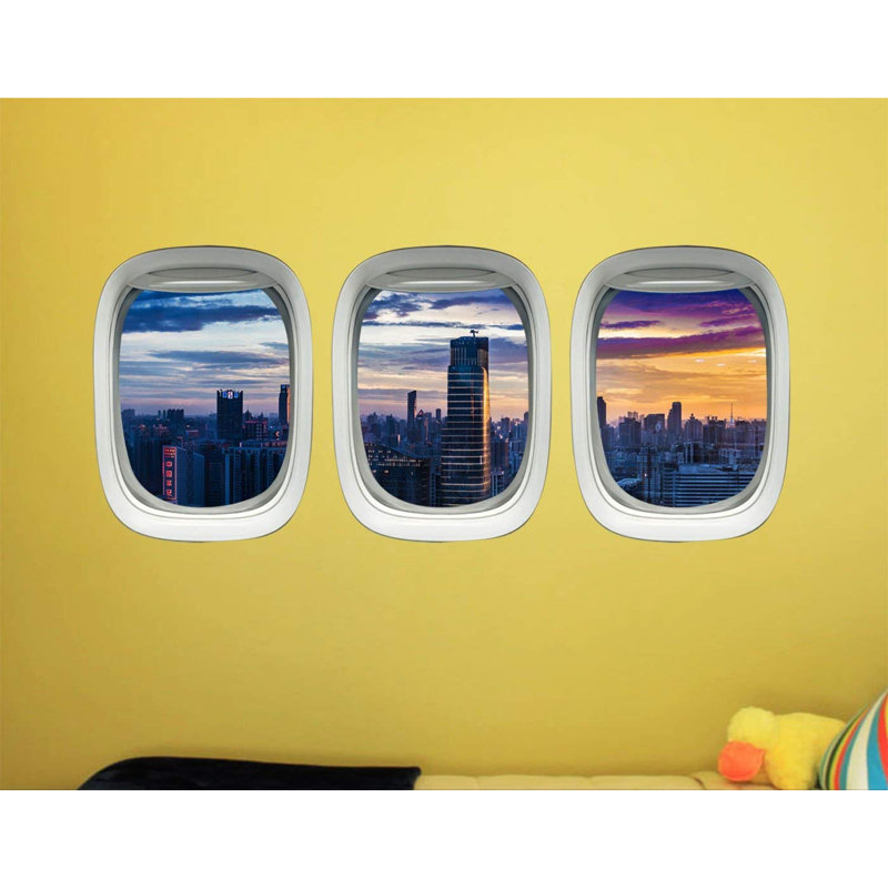Décalcomanie murale d’avion murale horizon cityscape