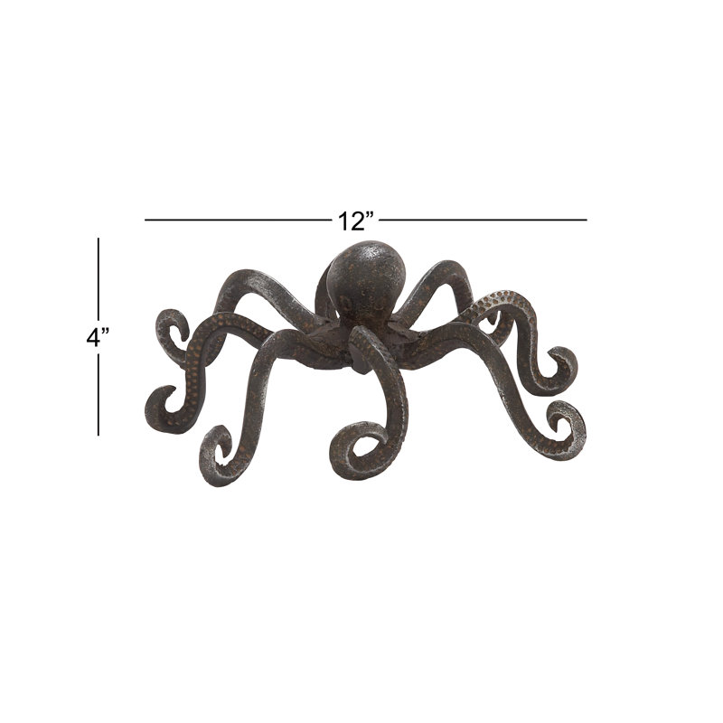 Cummins Metal Octopus Decorative Black Sculpture with Long Tentacles and Suctions Detailing