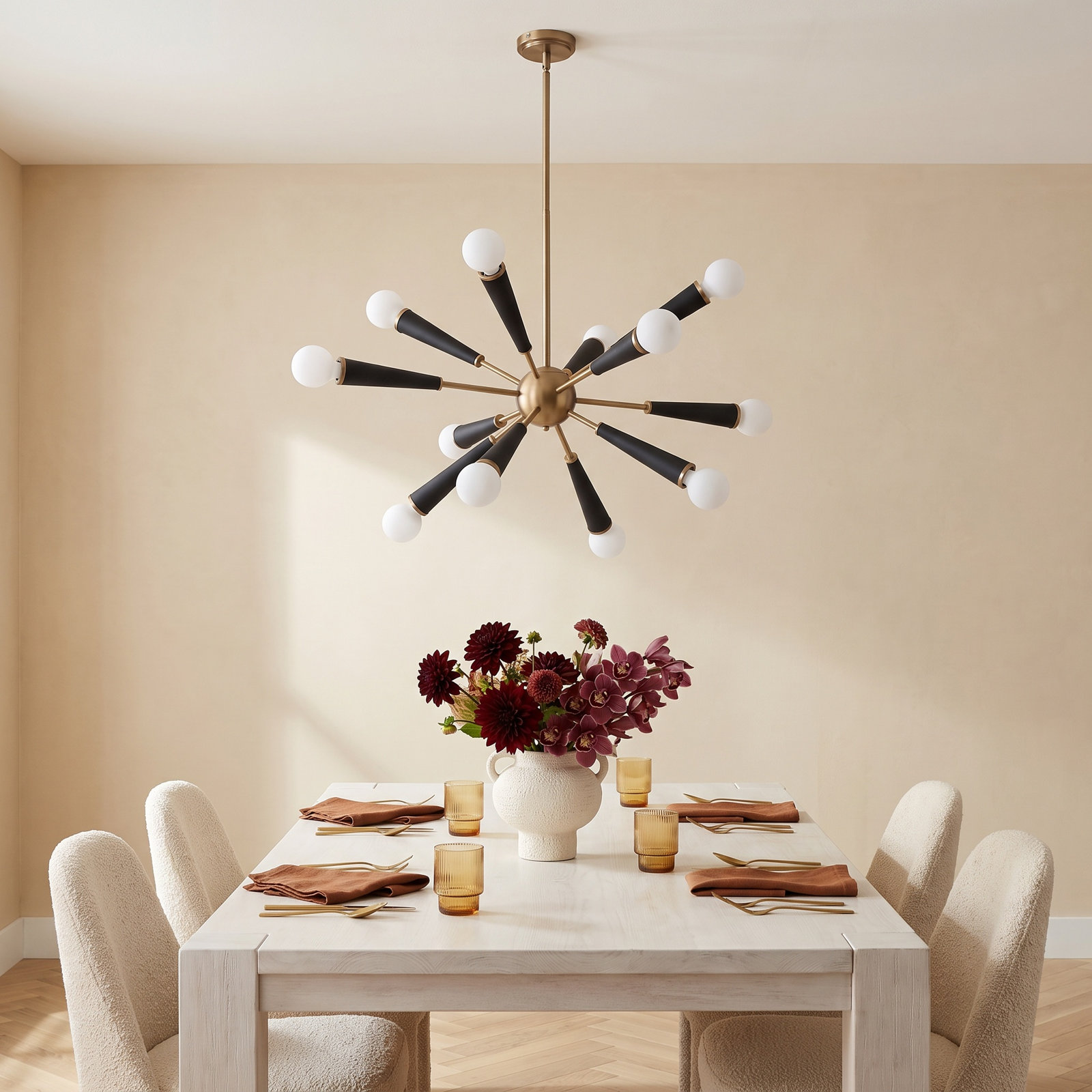 Kaz 12-Light Chandelier, Black/Gold