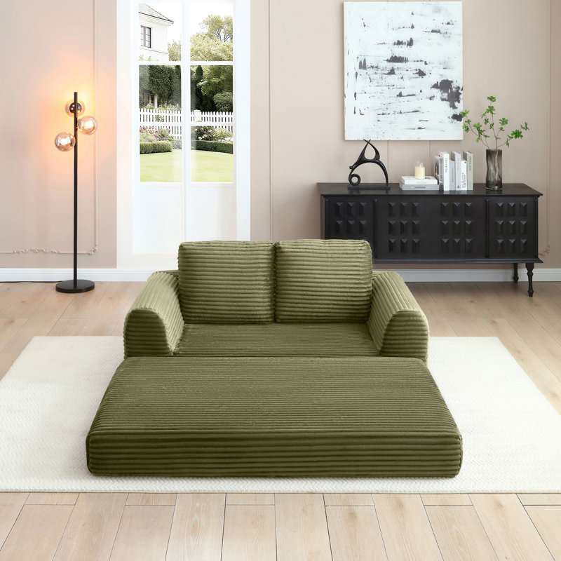 Canapé-lit convertible 2 en 1 pliable, canapé-lit moderne en mousse haute résilience et structure renforcée, 63" W