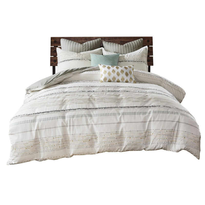 Housse de couette en coton imprimée avec pampilles - Chambre 100% taille décor moderne