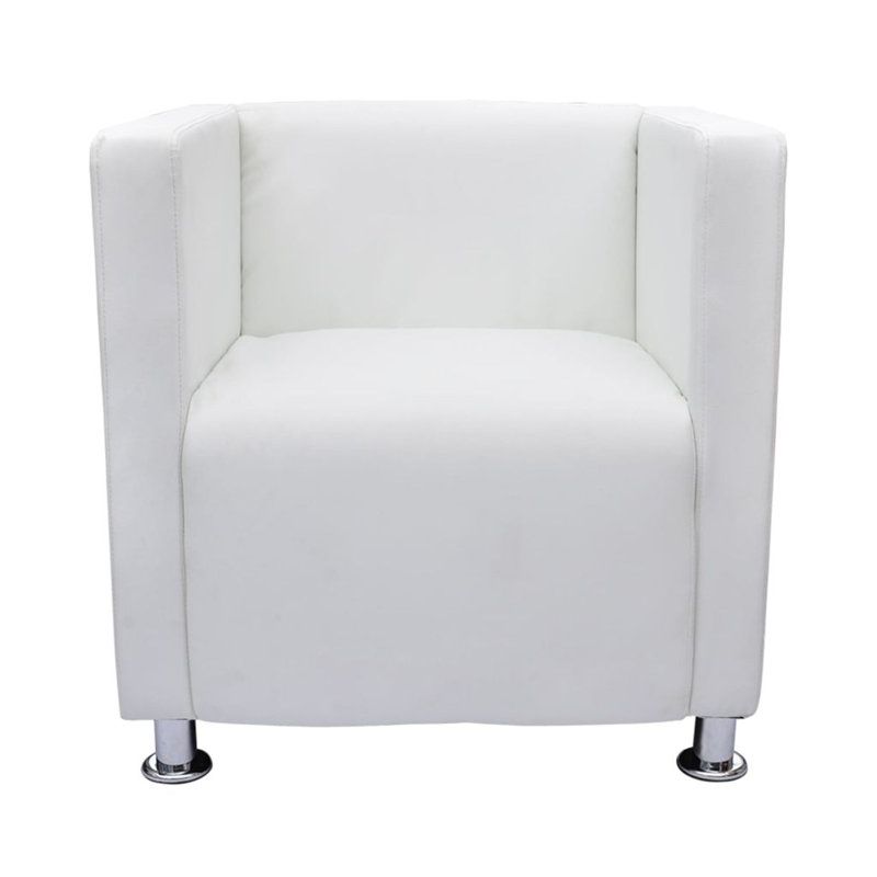 Fauteuil cubique en similicuir, Cuir véritable blanc