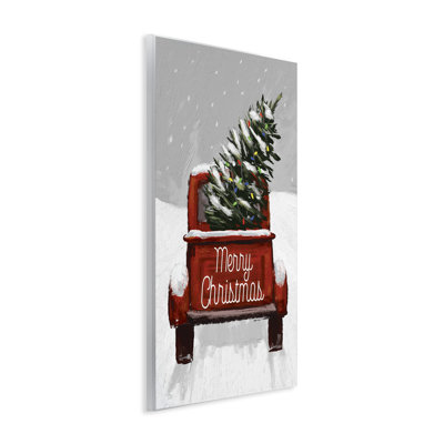Plaque murale Merry Christmas Snowy Tree Truck, conception par Dogwood