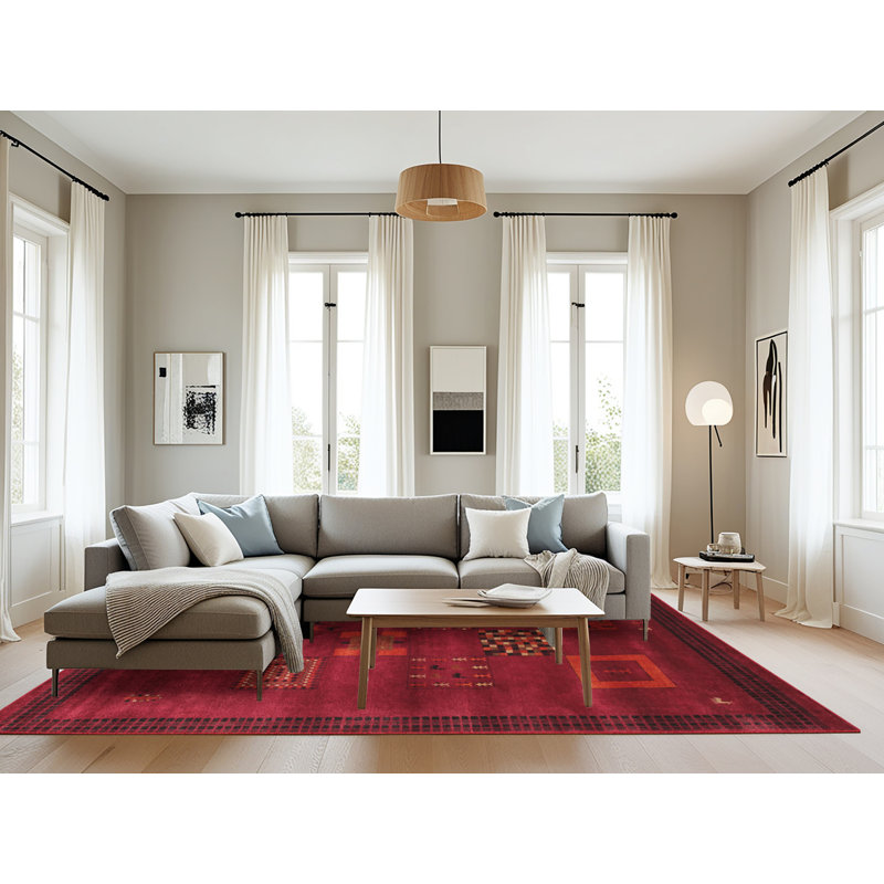 Tapis rouge / brun Contemporary, Rectangle 8 pi x 10 pi