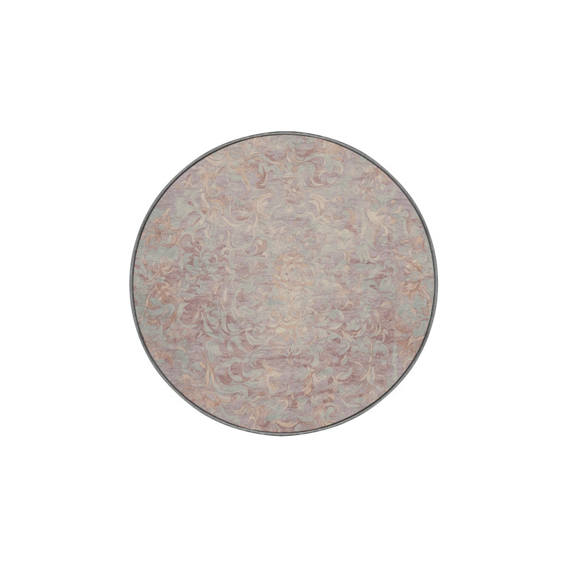 Tapis gris soyeux et moelleux, Rond 3 pi