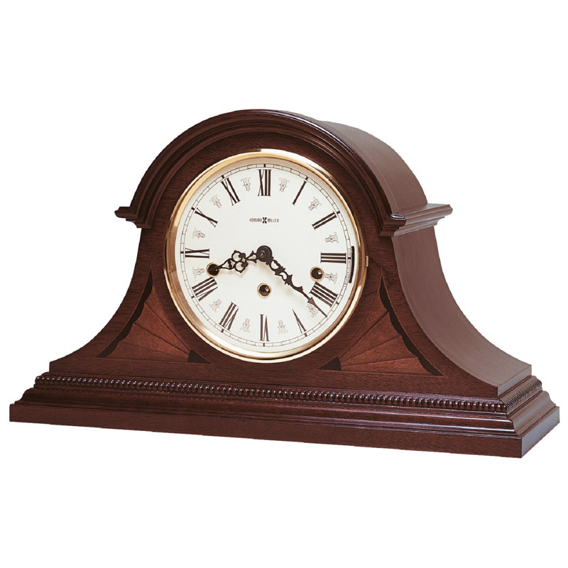 Roman Numeral Mahogany Solid Wood Mechanical Tabletop Clock in Wood