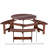 6 Person Round Picnic Table - Umbrella Hole 3 Built-In Benches Waterproof Backyard Decoration Brown For Benches, Hole, Weather , Brown, Garden Use-120996119
