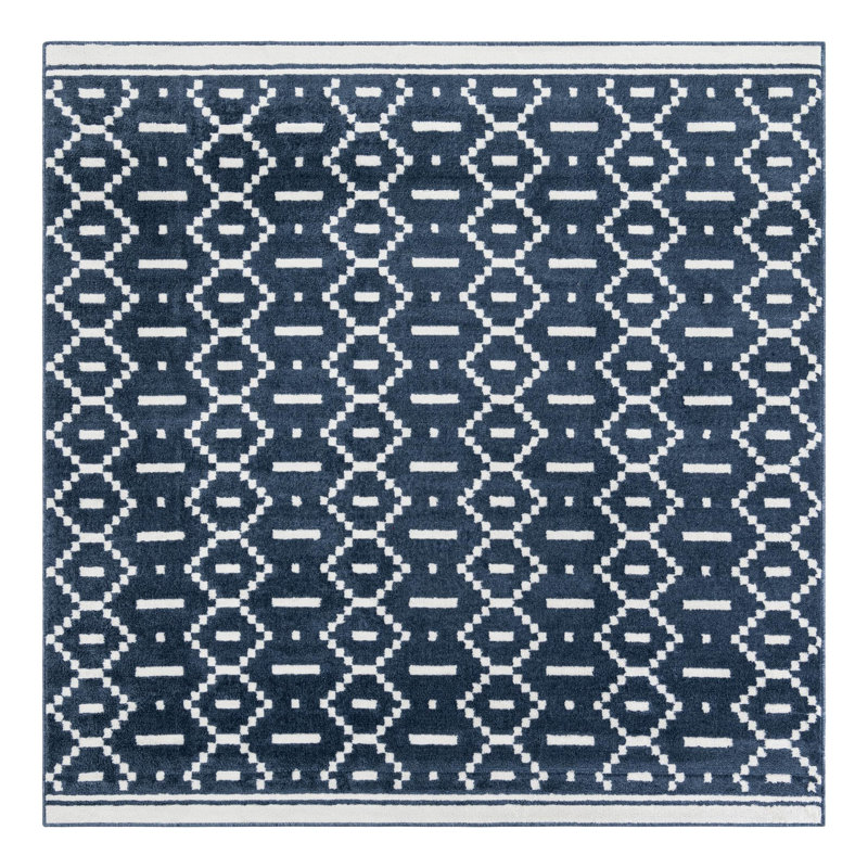 Latitude Run® Begna Nikolis Rug Blue, Square 7'10"