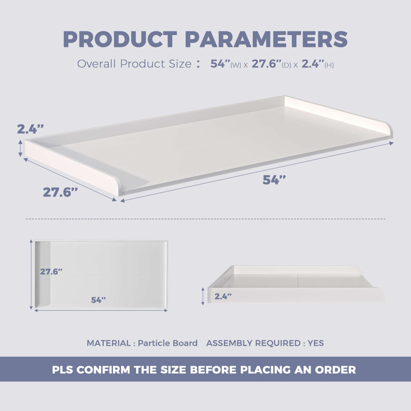 27.6" x 54" Washer and Dryer Countertop, White
